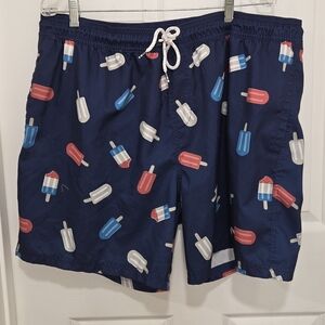 Original Use Popscicle Print Swim Trunks Mens Small Bathing Suit Size XXL.